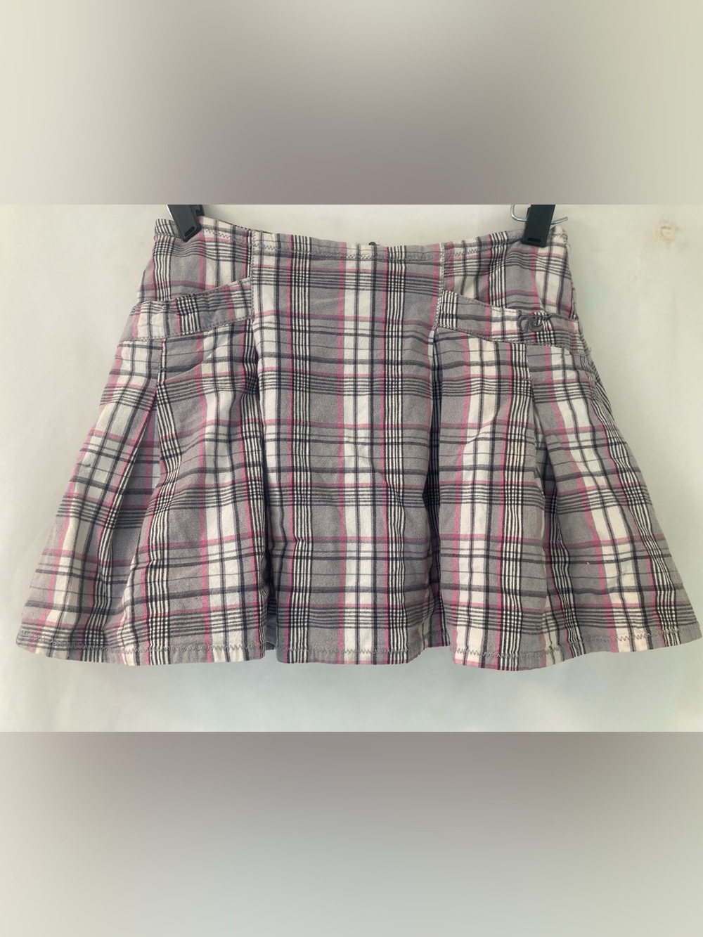 Tag Rider Plaid Pleated Mini Skirt Gray Pink White Women’s XXS XS